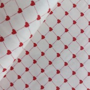 Cotton Fabric  Cream with Red Hearts
